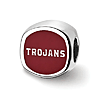 Sterling Silver USC Trjoans Cushion Shaped Logo Bead
