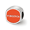 Sterling Silver University of Virginia Cushion Shaped Logo Bead