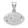 Sterling Silver 3/8in Florida State University Football Pendant