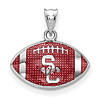 USC Football Pendant with Red Enamel Sterling Silver