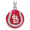 Sterling Silver St. Louis Cardinals Enameled Baseball Pendant 3/4in