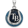 Sterling Silver Tampa Bay Rays Enameled Baseball Pendant 3/4in