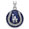 Sterling Silver Los Angeles Dodgers Enameled Baseball Pendant 3/4in