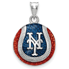 Sterling Silver New York Mets Enameled Baseball Pendant 3/4in