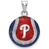 Sterling Silver Philadelphia Phillies Enameled Baseball Pendant 3/4in