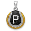 Sterling Silver Pittsburgh Pirates Enameled Baseball Pendant 3/4in