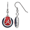 Sterling Silver Atlanta Braves Baseball Enameled Dangle Earrings