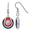 Sterling Silver Chicago Cubs Baseball Enameled Dangle Earrings
