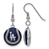 Sterling Silver Los Angeles Dodgers Baseball Enameled Dangle Earrings