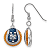 Sterling Silver New York Mets Baseball Enameled Dangle Earrings