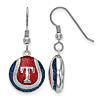 Sterling Silver Texas Rangers Baseball Enameled Dangle Earrings