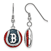 Sterling Silver Boston Red Sox Baseball Enameled Dangle Earrings