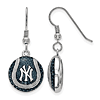 Sterling Silver New York Yankees Baseball Enameled Dangle Earrings