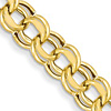 14kt Yellow Gold 7 1/4in Double Link Charm Bracelet 8mm