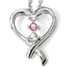 Sterling Silver Survivor Clear and Pink Swarovski Topaz Heart Necklace