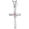 Sterling Silver Survivor White and Pink Swarovski Topaz Cross Necklace