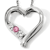 Sterling Silver Swarovski Clear and Pink Topaz Jessica Heart Necklace