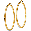 14kt Yellow Gold 2in Square Tube Hoop Earrings 2mm