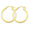 10k Yellow Gold 1in Square Tube Hoop Earrings 2mm