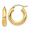 14k Yellow Gold 3/4in Classic Round Hoop Earrings 4mm