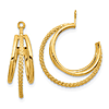 14k Yellow Gold Triple Hoop Earring Jackets With Polished and Textured Finish 3/4in