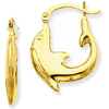 14kt Yellow Gold 3/4in Dolphin Hoop Earrings