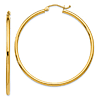 14k Yellow Gold 1.75in Lightweight Hoop Earrings 2mm