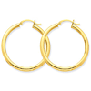 14kt Yellow Gold 1 3/8in Round Tube Hoop Earrings 3mm