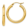 14k Yellow Gold 1in Lightweight Tube Hoop Earrings 3mm
