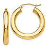 14k Yellow Gold 1in Lightweight Hoop Earrings 4mm