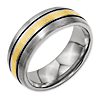 Titanium 14k Yellow Gold Inlay Wedding Band with Stripes 8mm