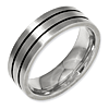 Titanium 7mm Band with Black Enamel Grooves