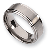 Titanium Ring with Satin Finish and Double Ridged Edges 8mm