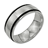 Titanium 8mm Ring with Black Accents and Brushed Finish