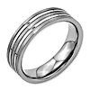 Titanium 6mm Brushed and Polished Flat Wedding Band with Grooves