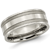 Titanium 8mm Wedding Band with Wide Satin Grooves