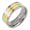 Titanium 8mm Wedding Band with Two 14k Yellow Gold Inlays