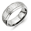 8mm Titanium Hammered Ring with Beveled Edges