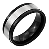 Black Plated 8mm Titanium Ring with Gray Center