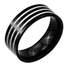 Black Plated Titanium 8mm Ring with Gray Lines