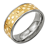 8mm Gold-Plated Titanium Checkered Ring