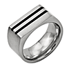 Titanium Black Enamel Stripes Brushed Wedding Band 10mm