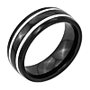 Black Plated Titanium 8mm Ring with White Enamel Inlay