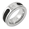 Titanium 10mm Diamond Ring with Cable Inlay