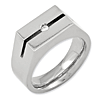 Diamond Titanium Signet Ring with Groove