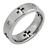 Titanium 7mm Ring with Diamonds and Cut-out Crosses