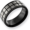 Black Plated Titanium 9mm Ring with Gray Squares