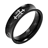 6mm Black Plated Concave Titanium Ring with Crosses