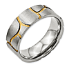 Titanium Satin & Grooved Gold-plated 8mm Wedding Band