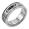 Titanium 7mm Ring with Black Rubber Scroll Design and Ridged Edges